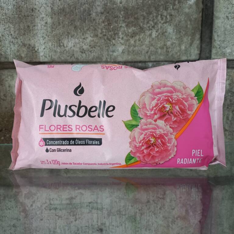 JABÓN PLUSBELLE X 3 UN 120GM FLORES ROSAS